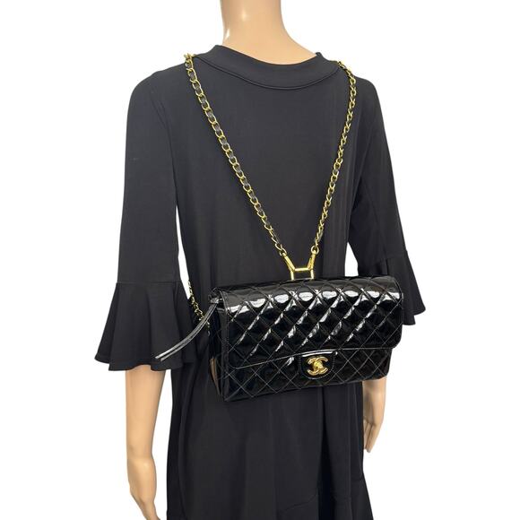 Chanel Vintage Patent Leather Matelasse Chain Backpack main image 8